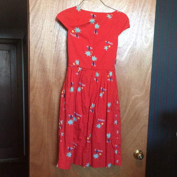 Emily & Fin red/orange palm tree, beach, sun print fit & flare swing dress 🏝☀️ - Picture 13 of 13